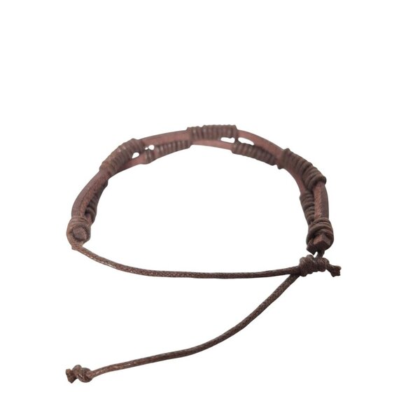 Boho Brown Braided Genuine Leather Wrap Bracelet - Picture 3 of 5